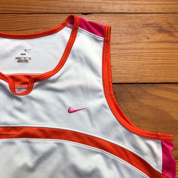 Nike White Pink Orange Work Out Top, EUC, L - Picture 5 of 11